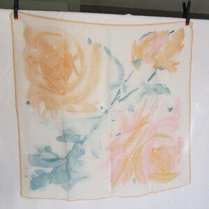 Uena square scarf with pink and peach roses